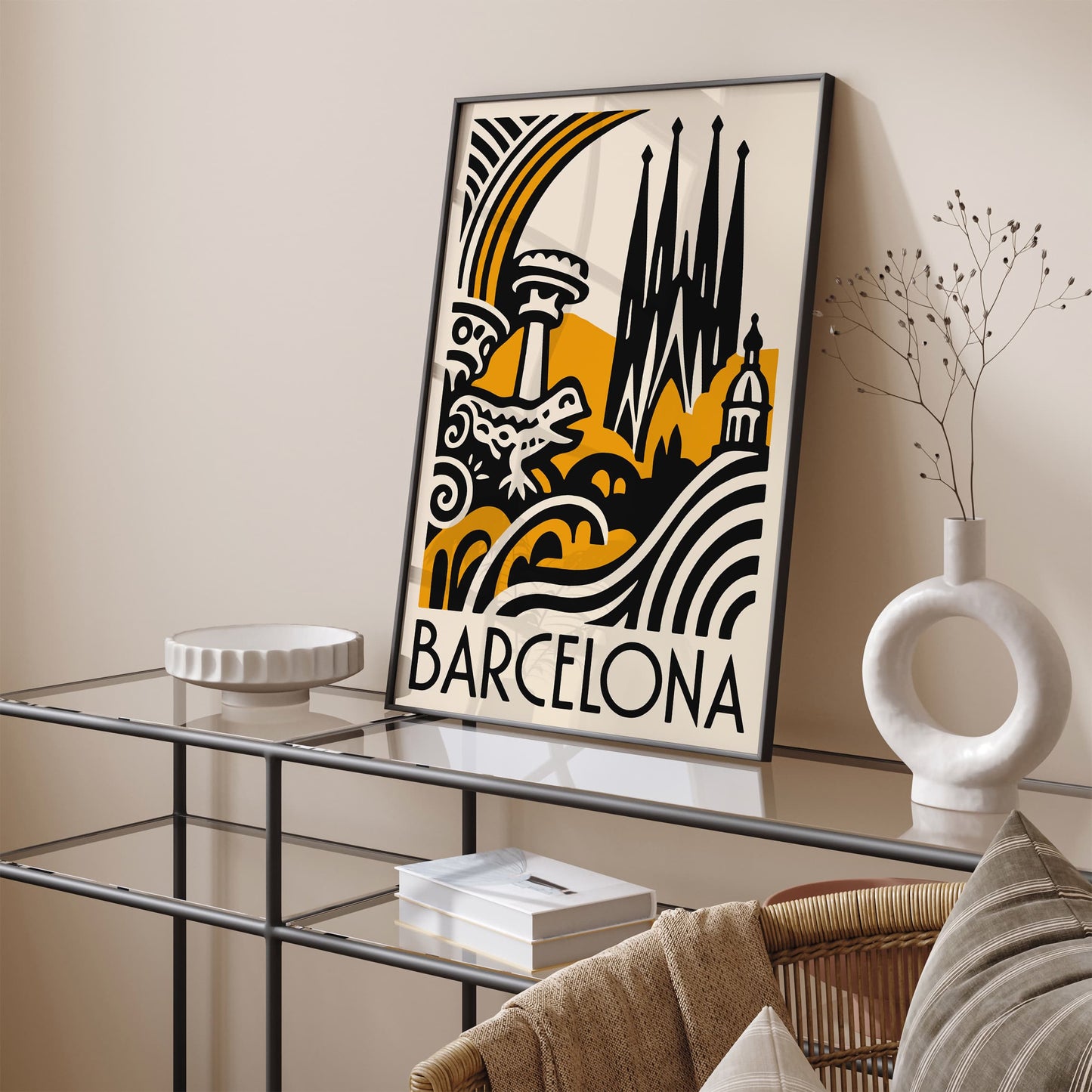 Barcelona Cityscape Modern Poster