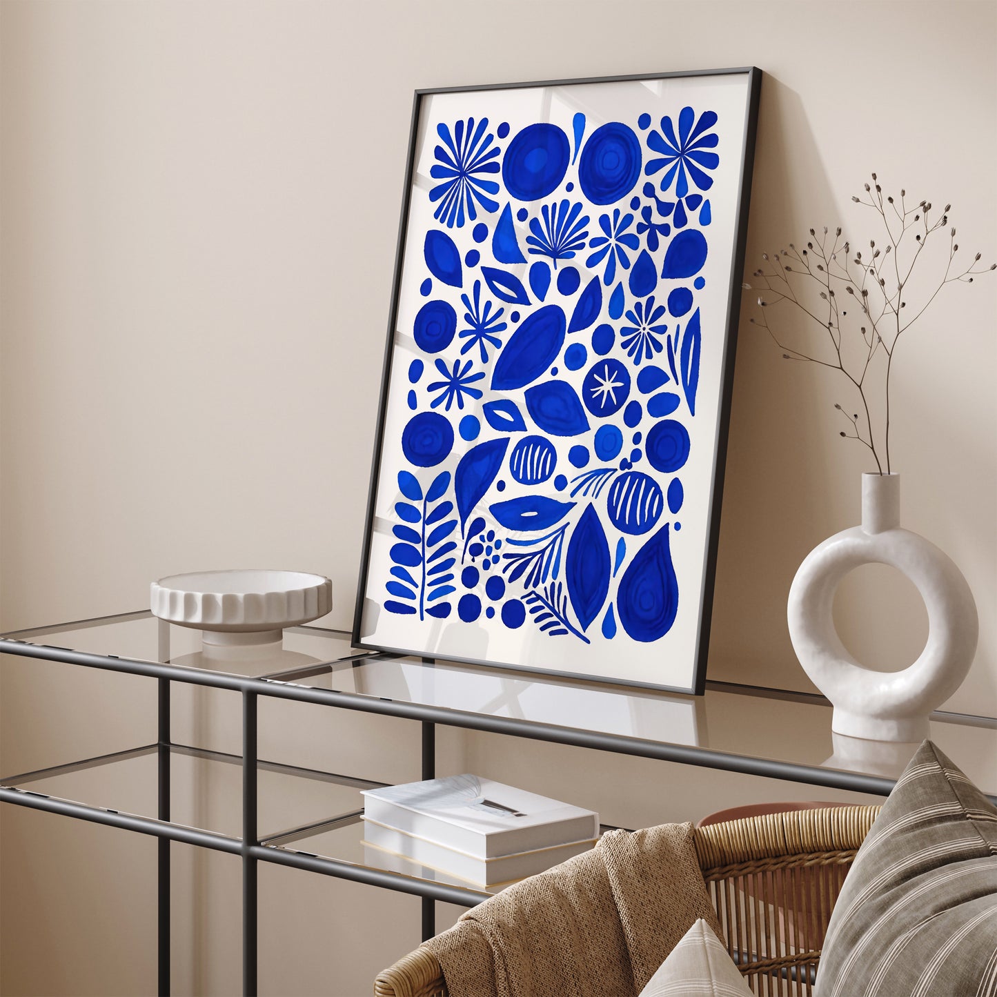 Aesthetic Blue Indigo Abstract Art Print