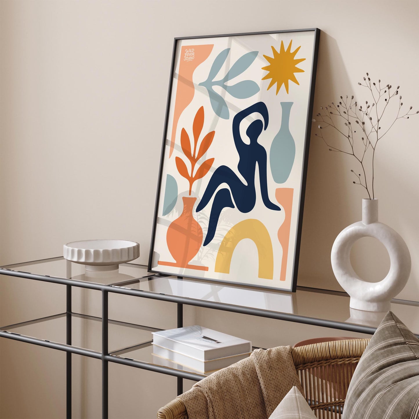 Abstract Blue Figure - Modern Cut-Out Style Wall Art Print