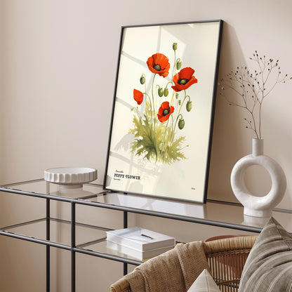 Poppy Flower Vintage Illustration Poster