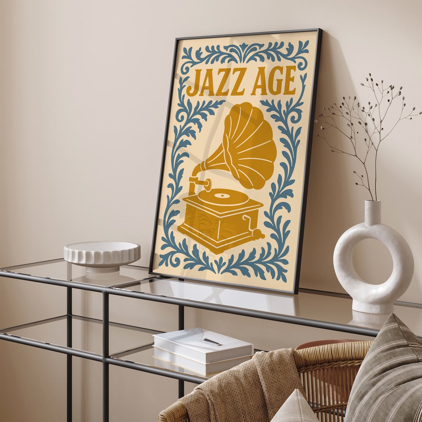 Jazz Age Music Poster, Vintage Gramophone Wall Art