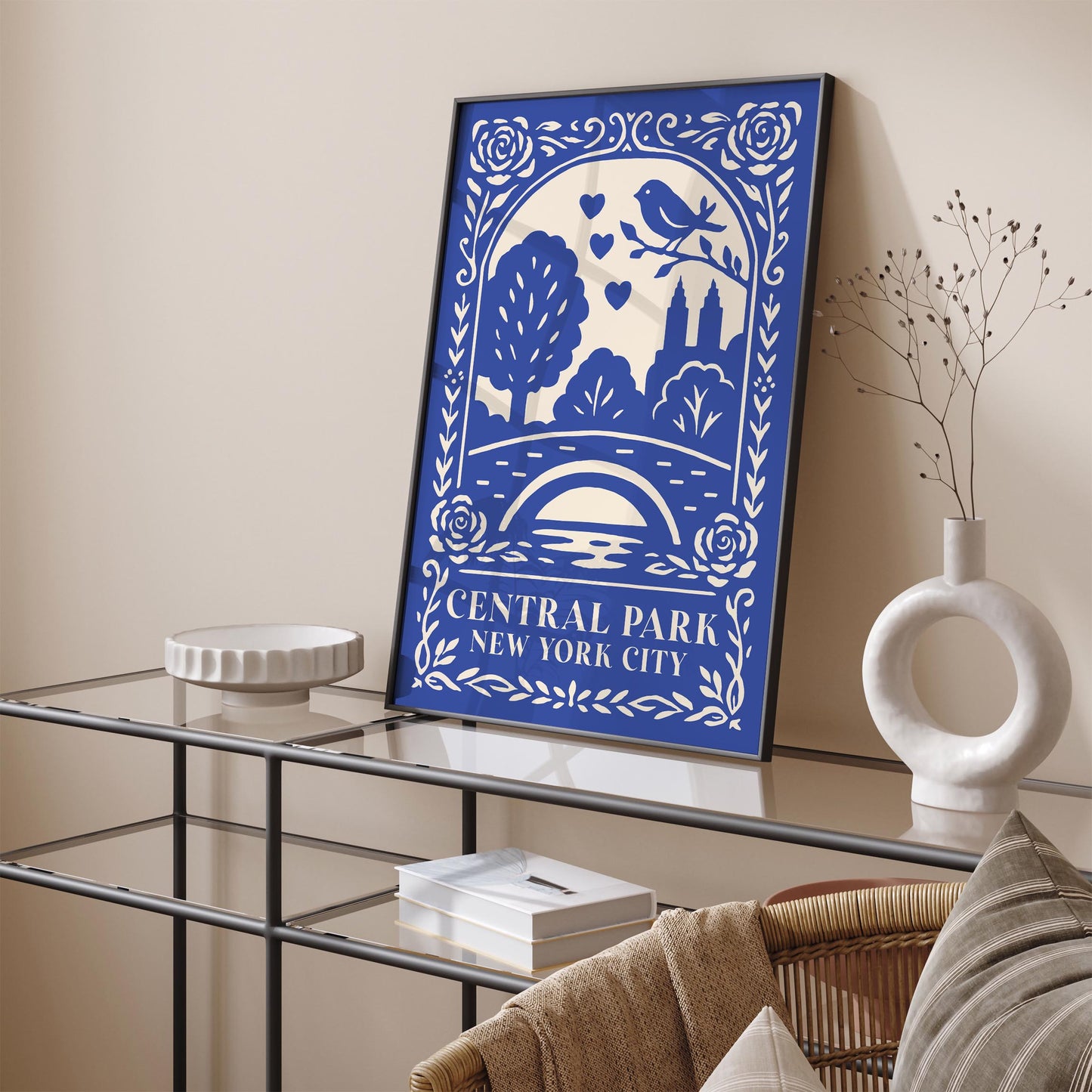 Central Park New York City Poster - Blue Cityscape Wall Art Print