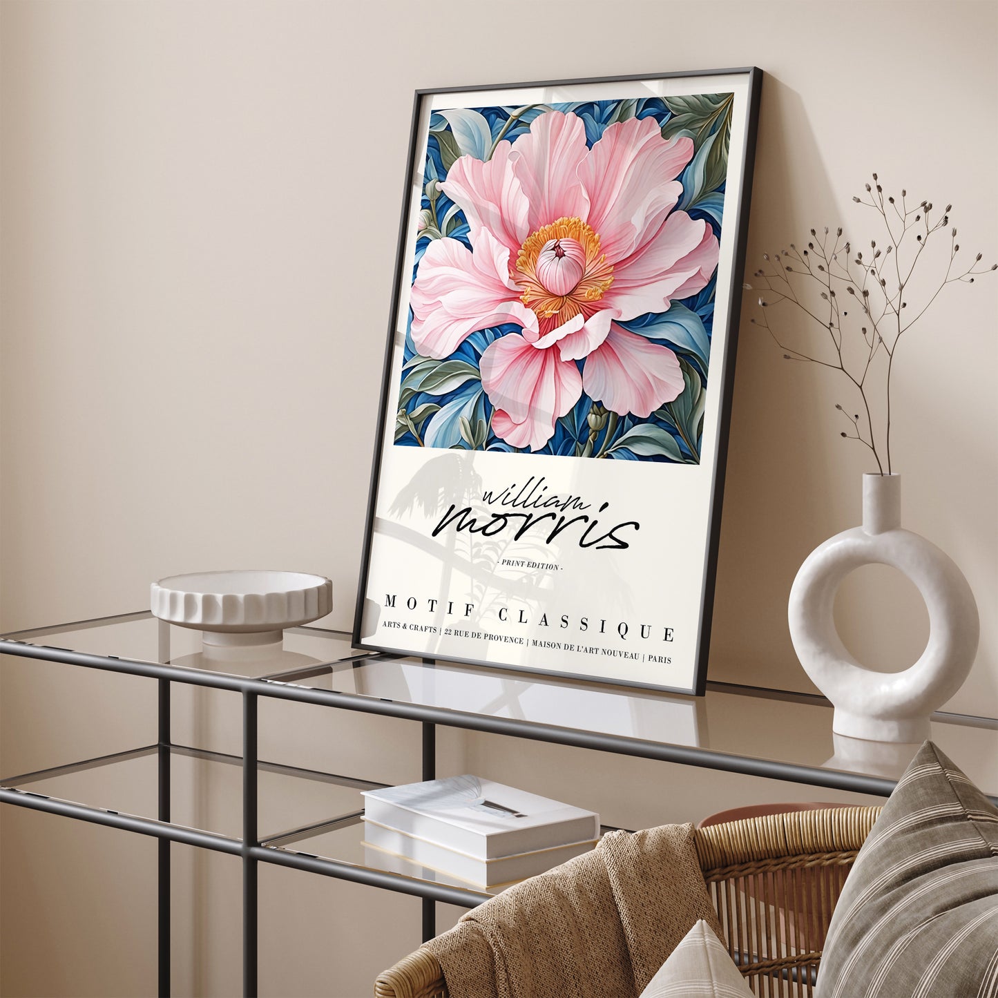 Pink Blue W. Morris Flower Wall Art 2024