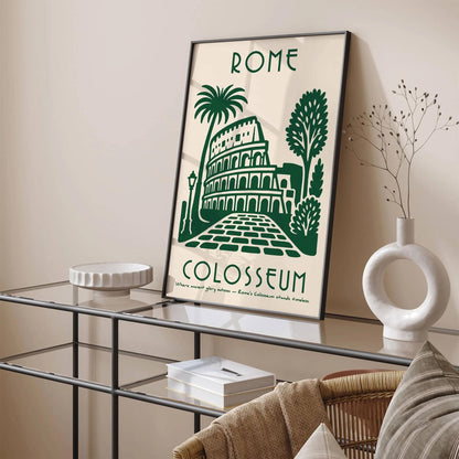 Rome Italy Colosseum Travel Green Poster