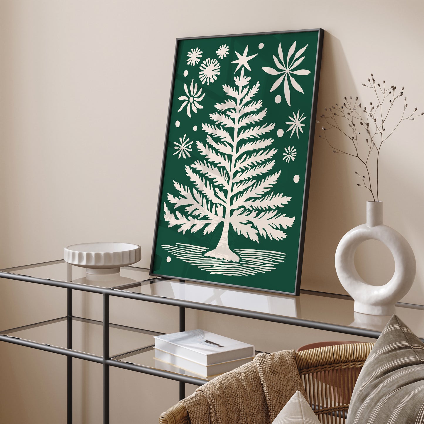 Christmas Tree Illustration Entryway Wall Decor