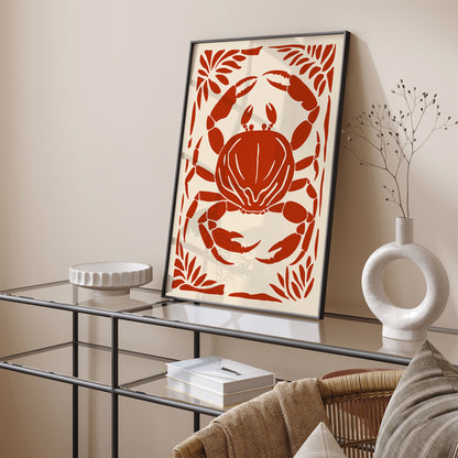 Red Crab Kitchen Vintage Style Print