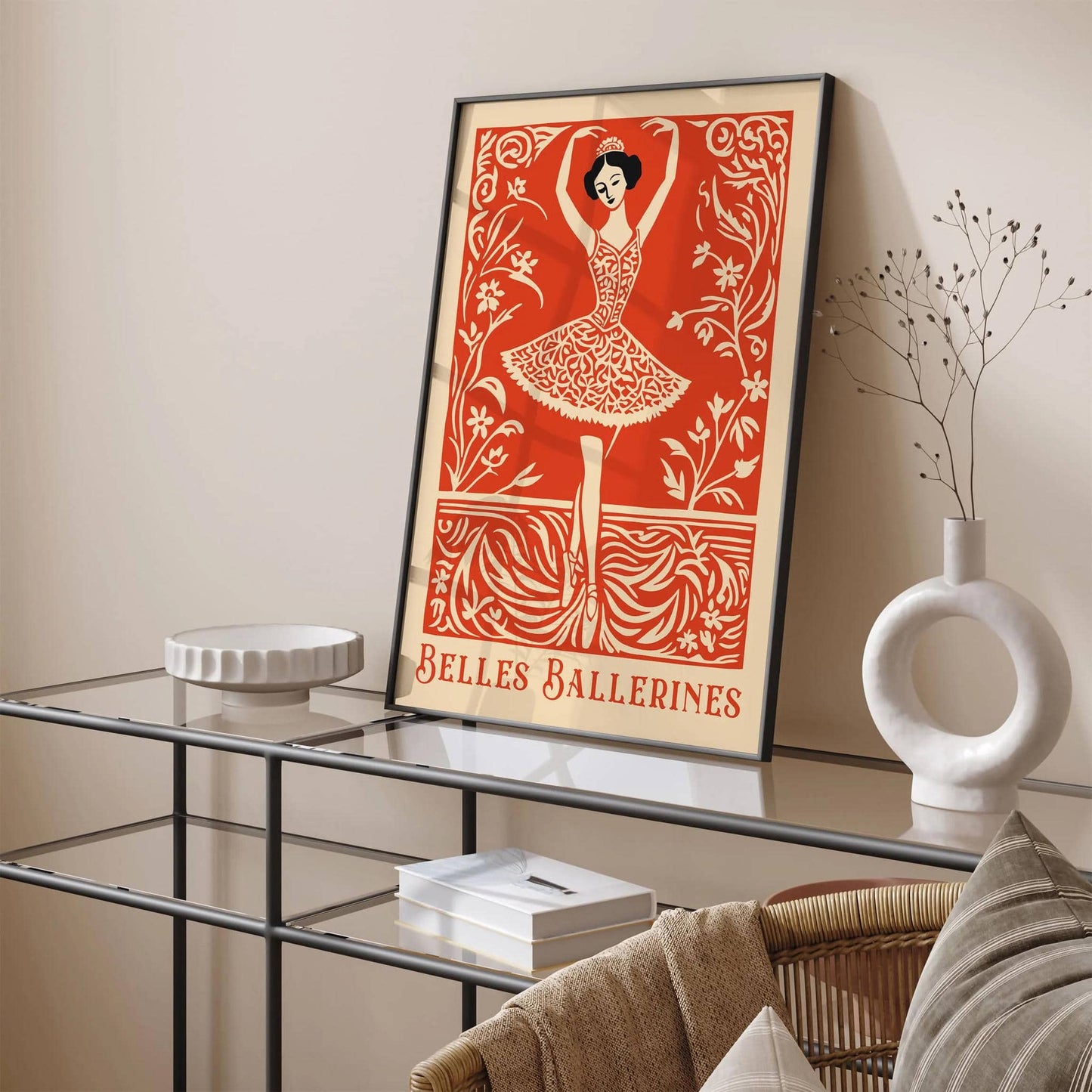 Red Vintage Ballerina Art Print