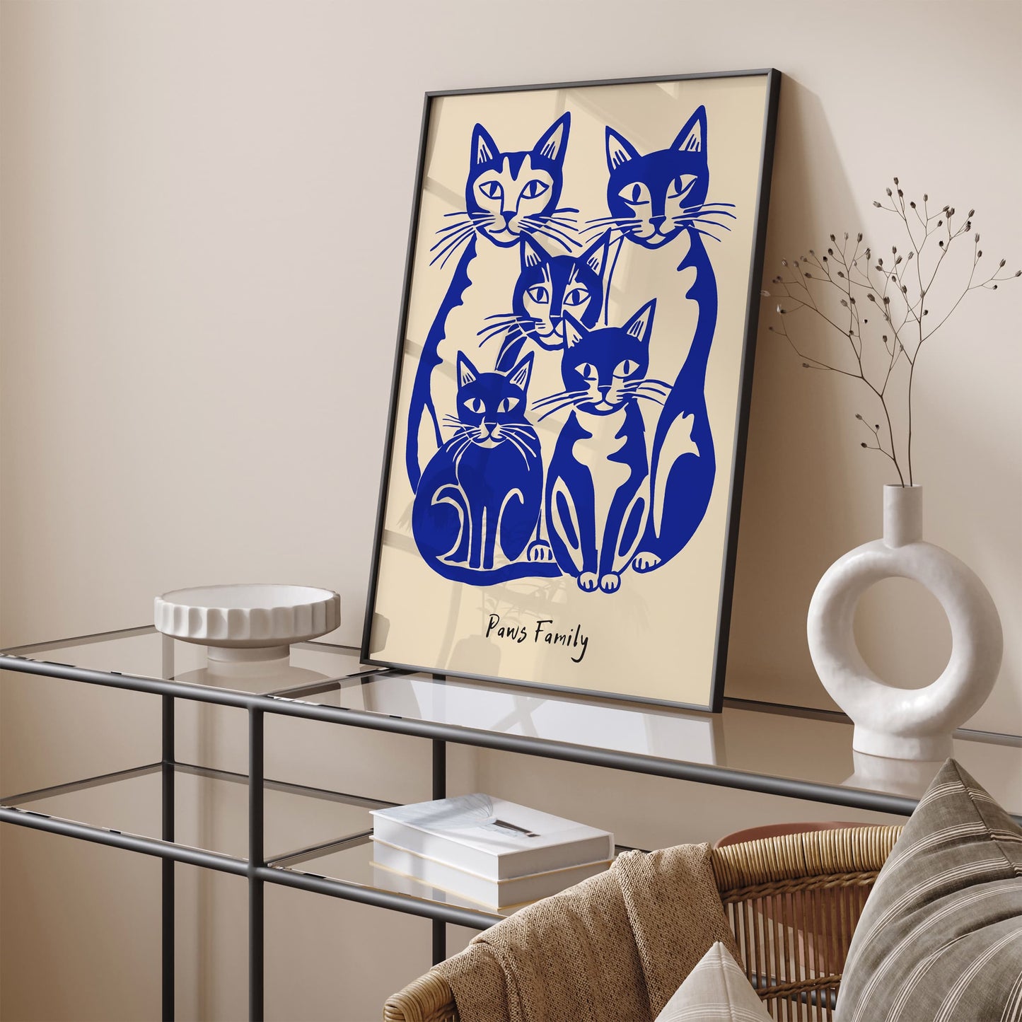 Paws Family Cats Blue Poster