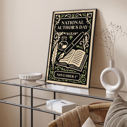 National Authors Day Nov 1 Poster - Rococo Literary Art Print