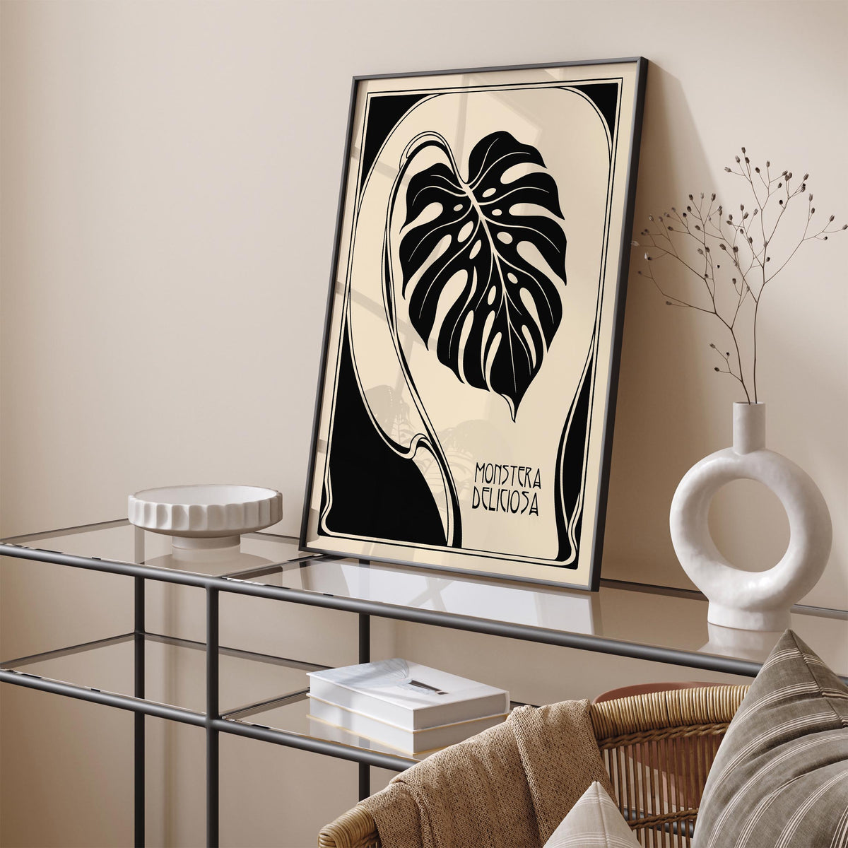 Art Deco Monstera Leaf Poster