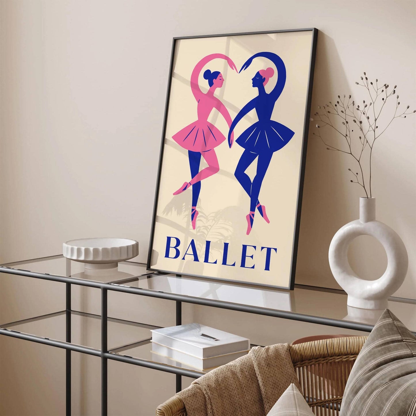 Ballet Poster Two Dancers in Heart Shape Print