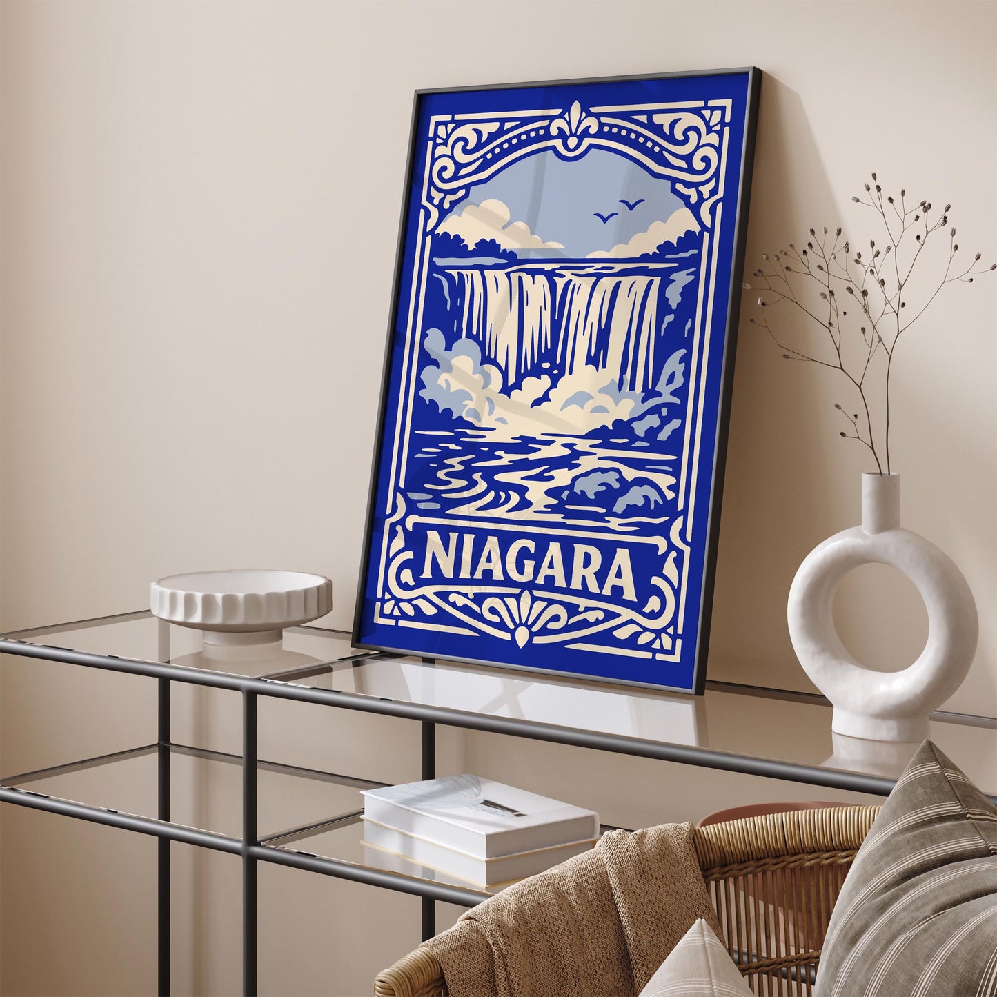 Niagara Landscape Poster - Blue Travel Wall Art Print