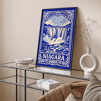 Niagara Landscape Poster - Blue Travel Wall Art Print