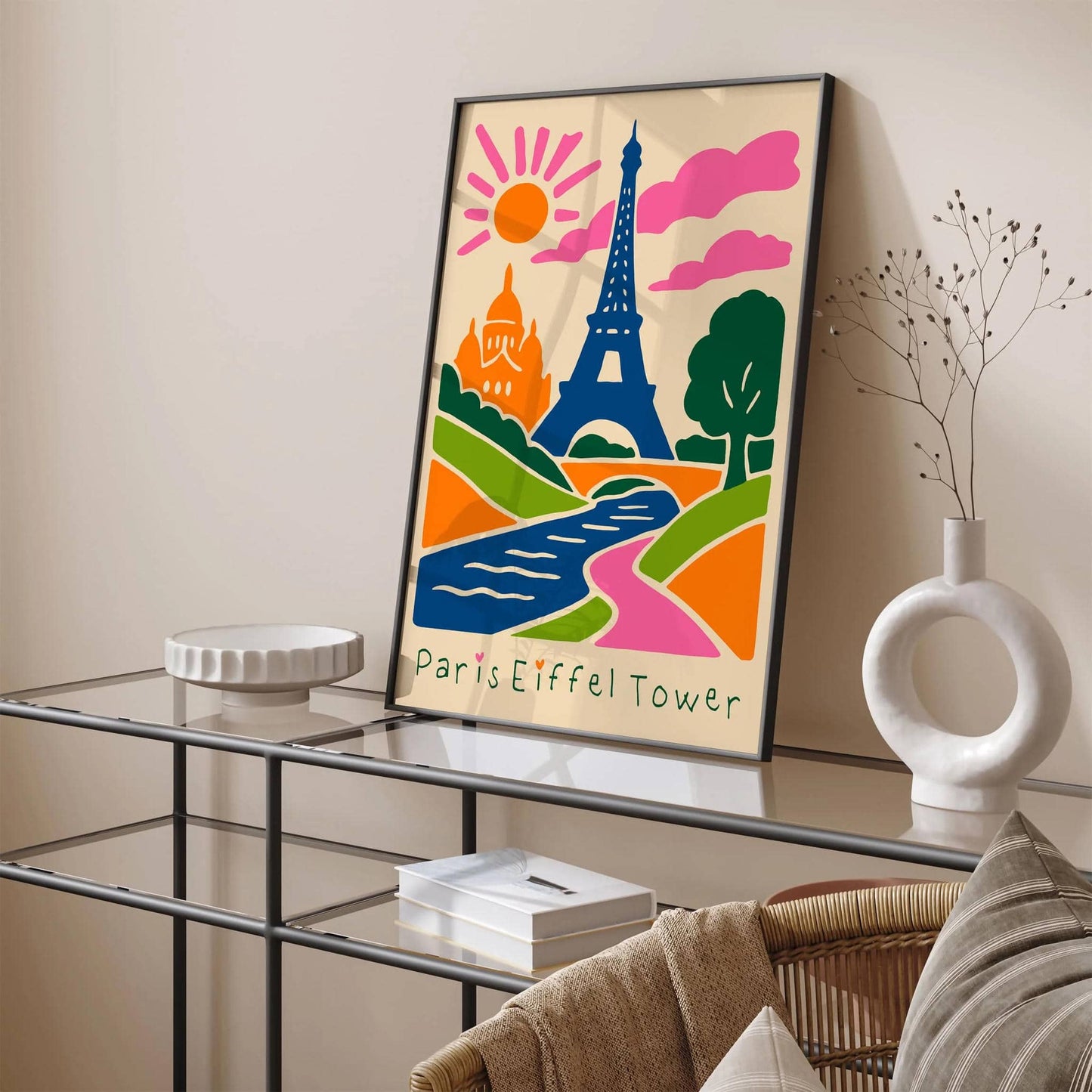 Paris Eiffel Tower Poster - Colorful Cute Wall Art