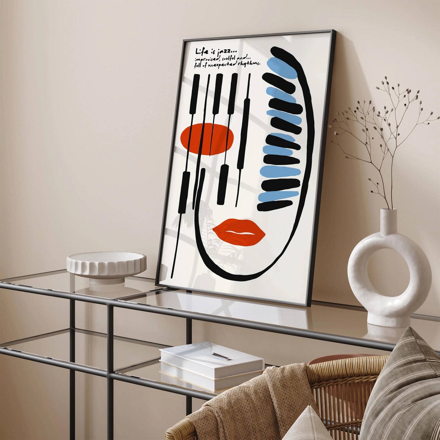 Life Is Jazz Quote Poster, Music Wall Art Print