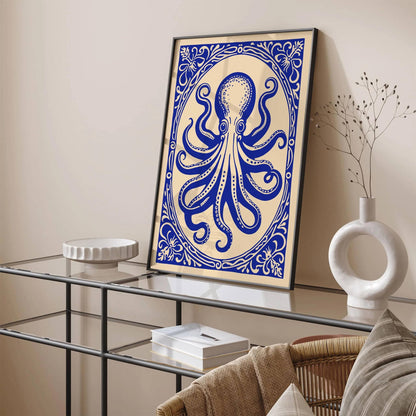 Rococo Revival Blue Octopus Wall Art
