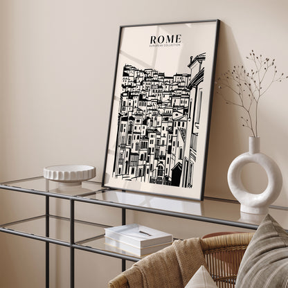 Rome Black Ink Painting Travel Art Print