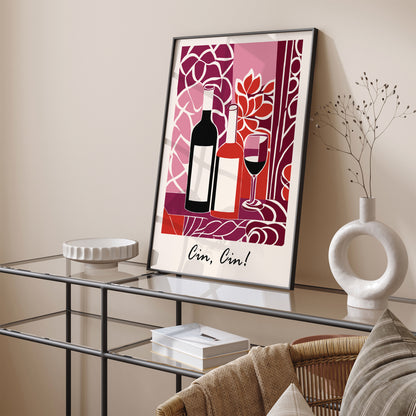 Cin Cin Wine Retro Art Print