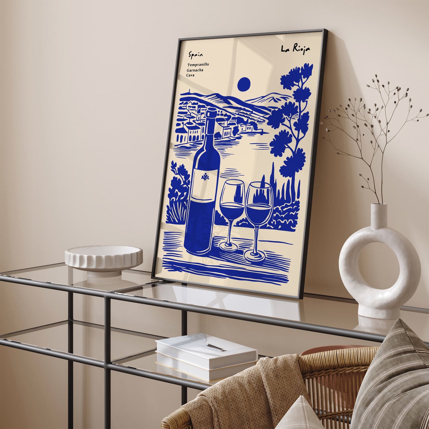Spain La Rioja Wine Collection Blue Poster