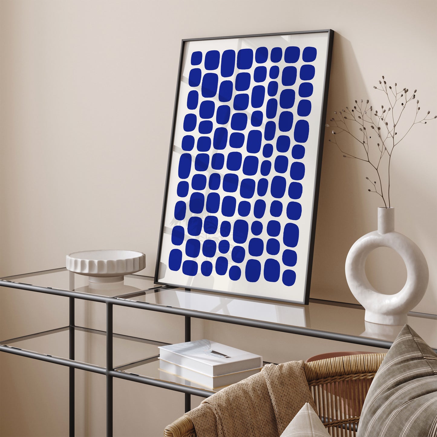 Mid Century Modern Abstract Blue Art Print