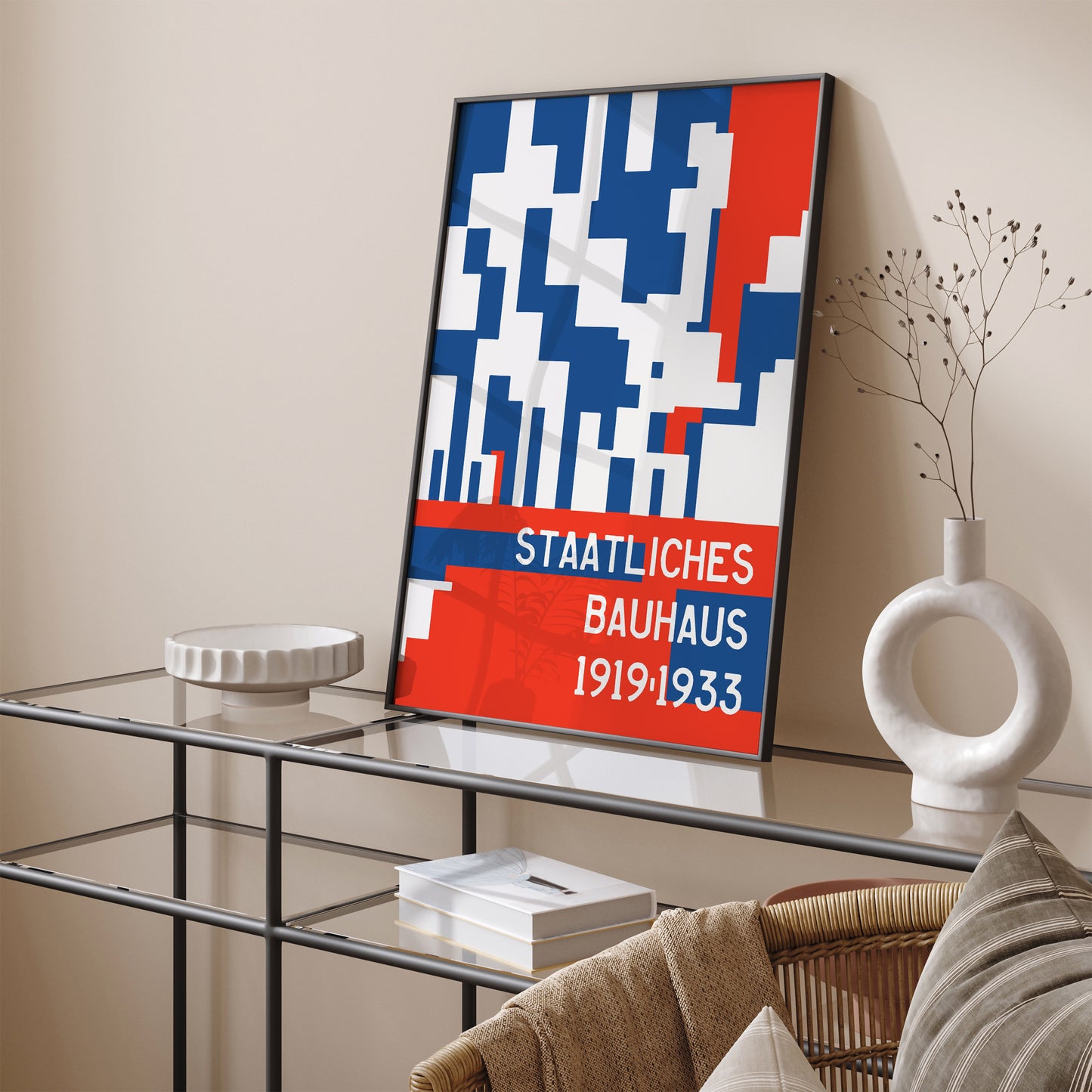 Staatliches Bauhaus Red Blue Poster