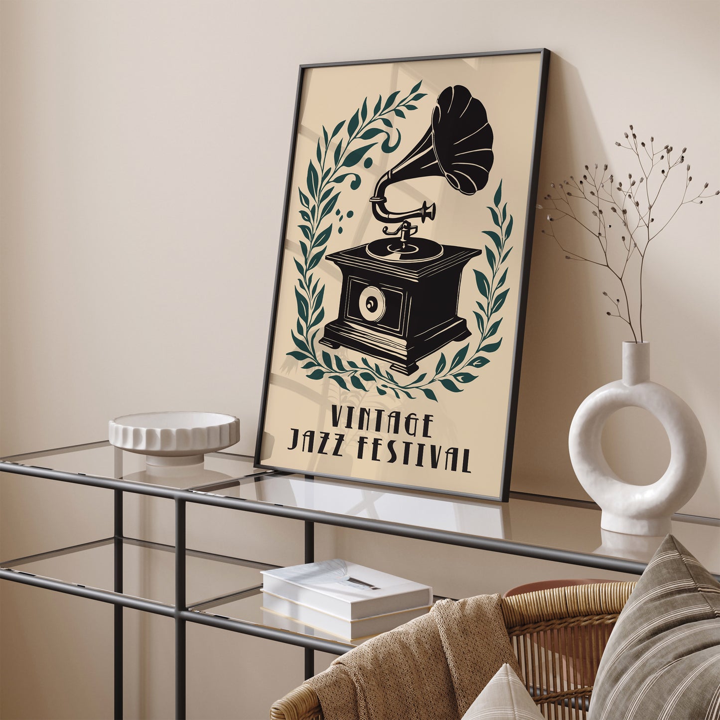 Vintage Jazz Festival Gramophone Art Print