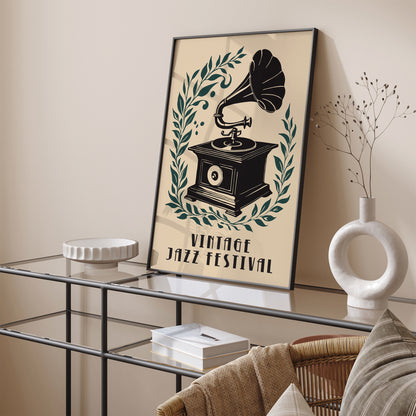 Vintage Jazz Festival Gramophone Art Print