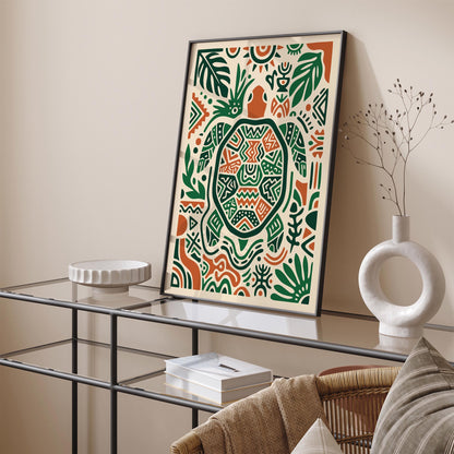 Boho Turtle Art Poster