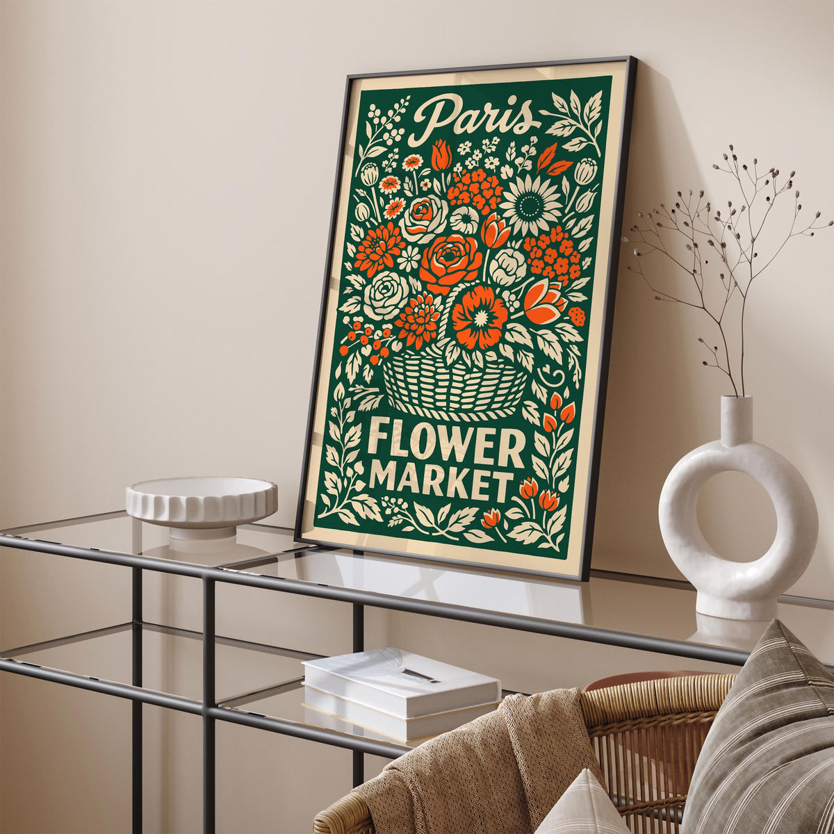 Vintage Paris Flower Market Poster