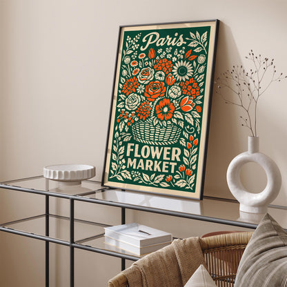 Vintage Paris Flower Market Poster