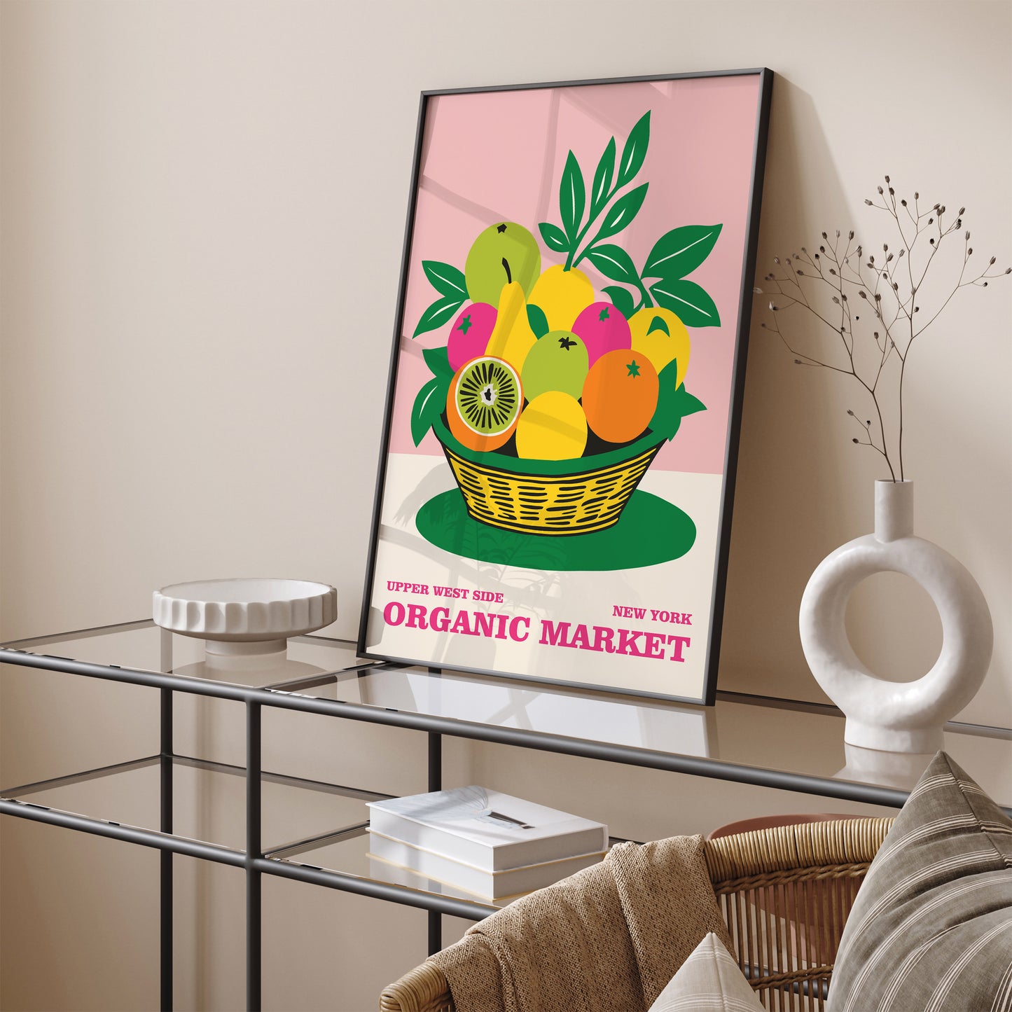 Organic Fruit Market NYC Retro Wall Art