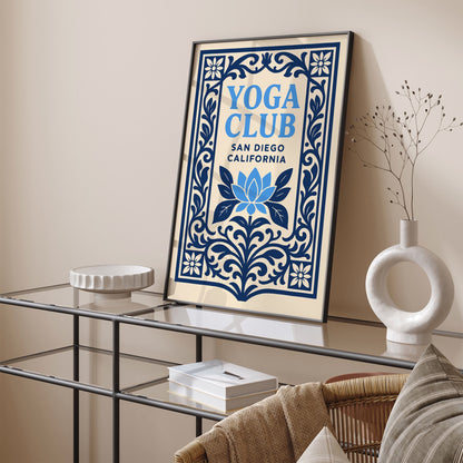 Blue Yoga Club San Diego California Poster