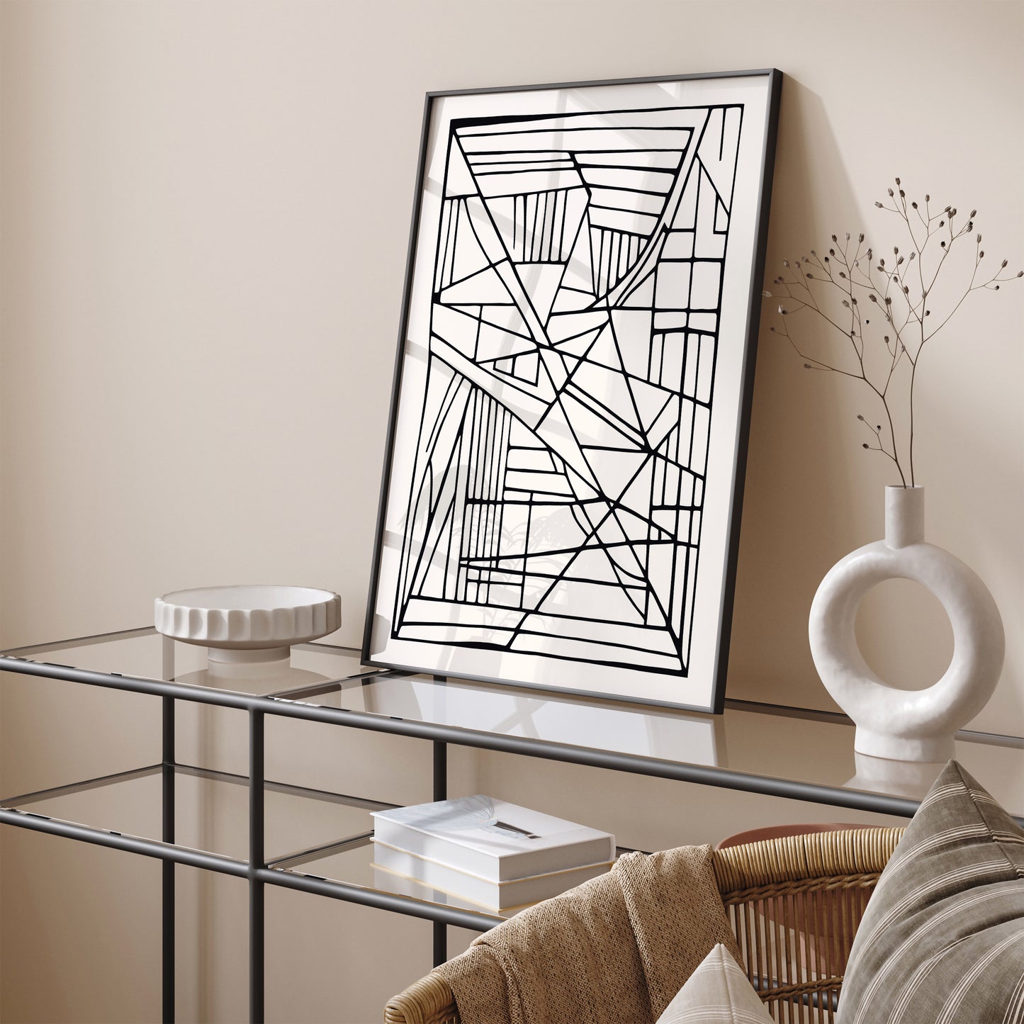 Modern Minimalist BW Line Art Print