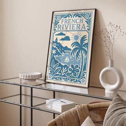 French Riviera Poster - Icy Blue Coastal Wall Art