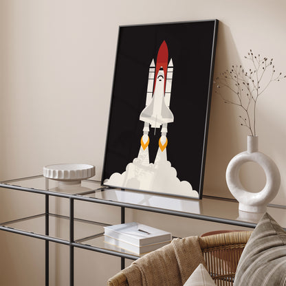 Space Shuttle Modern Black Poster