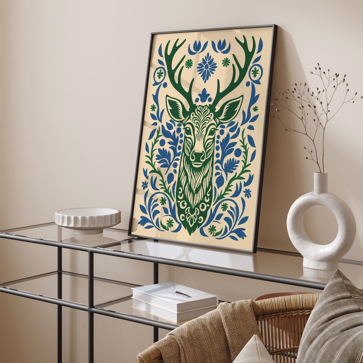 Deer Portrait Farmhouse Wall Art Print