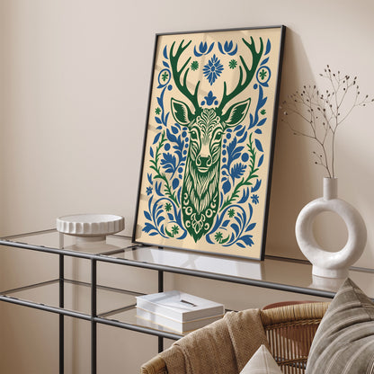 Deer Portrait Farmhouse Wall Art Print