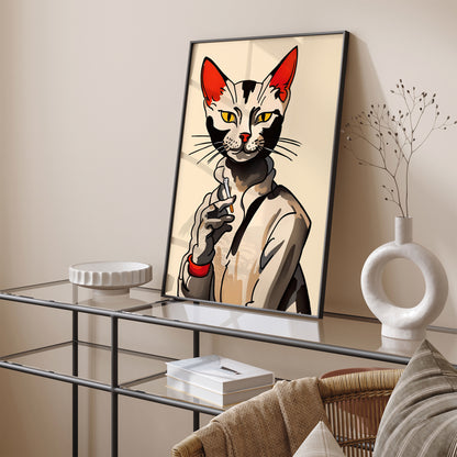 Gentleman Smoking Cat Quirky Wall Art