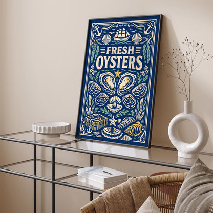 Fresh Oysters Nautical Poster