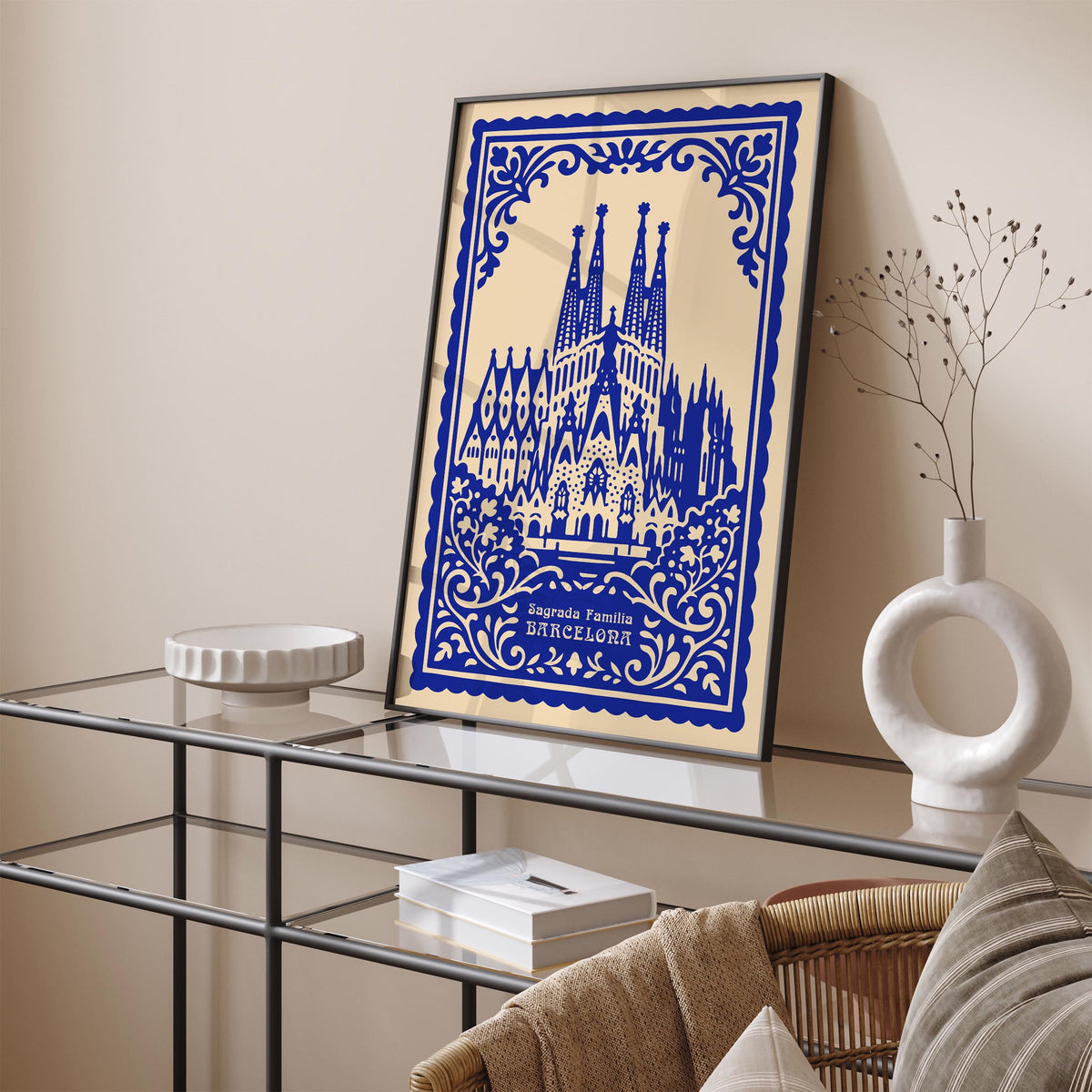 Sagrada Familia Barcelona Blue Poster