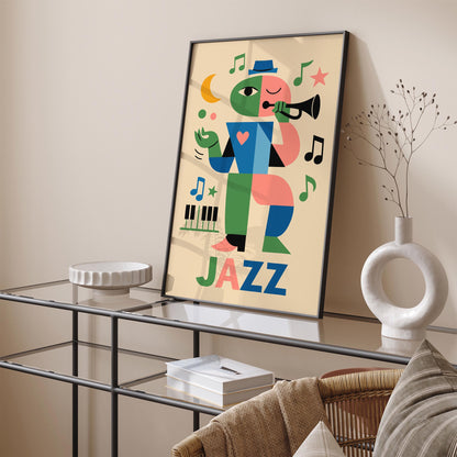 Jazz Music Poster - Abstract Musician in Paul Klee Style