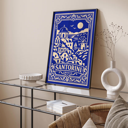 Santorini Greece Blue Poster