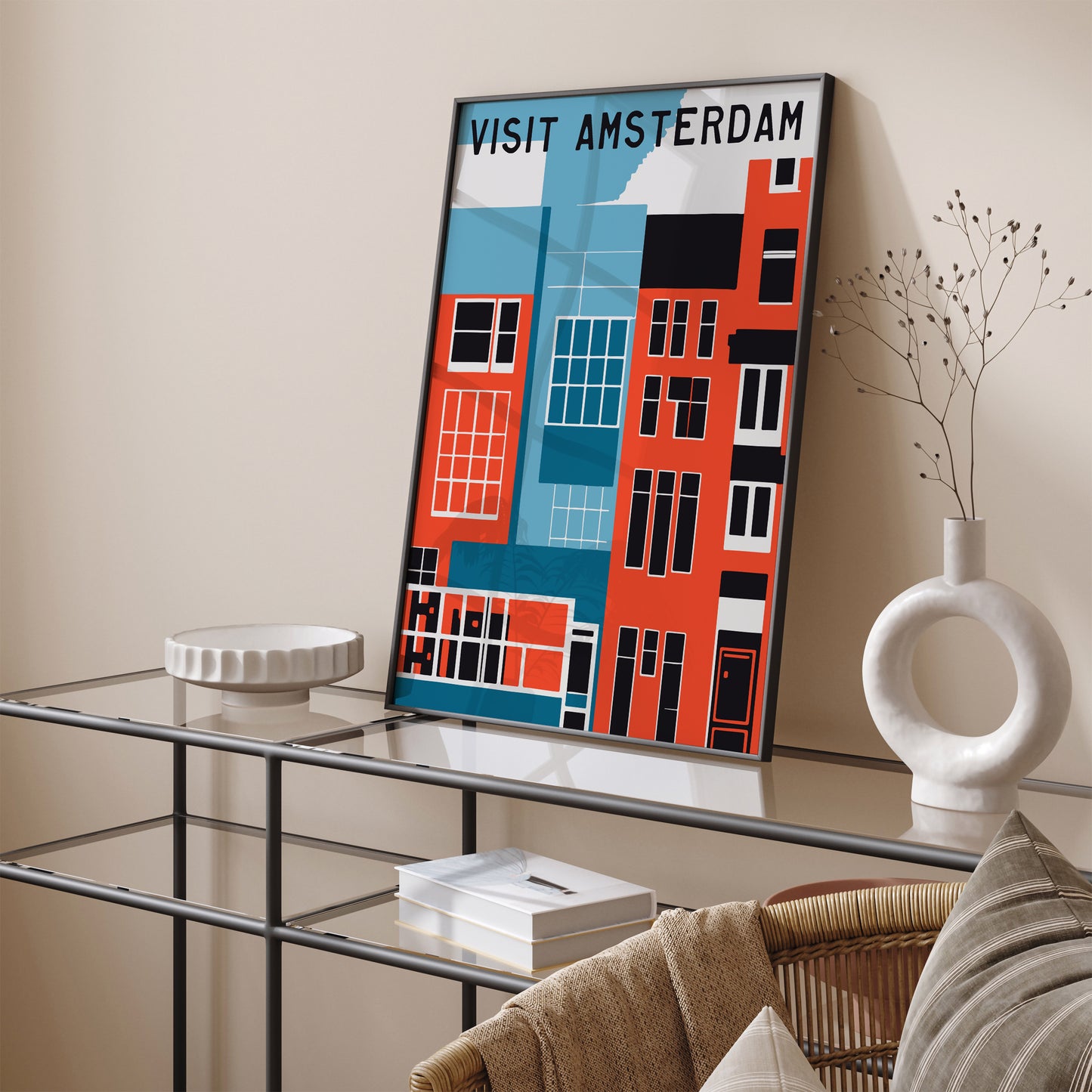 Visit Amsterdam Retro Travel Poster