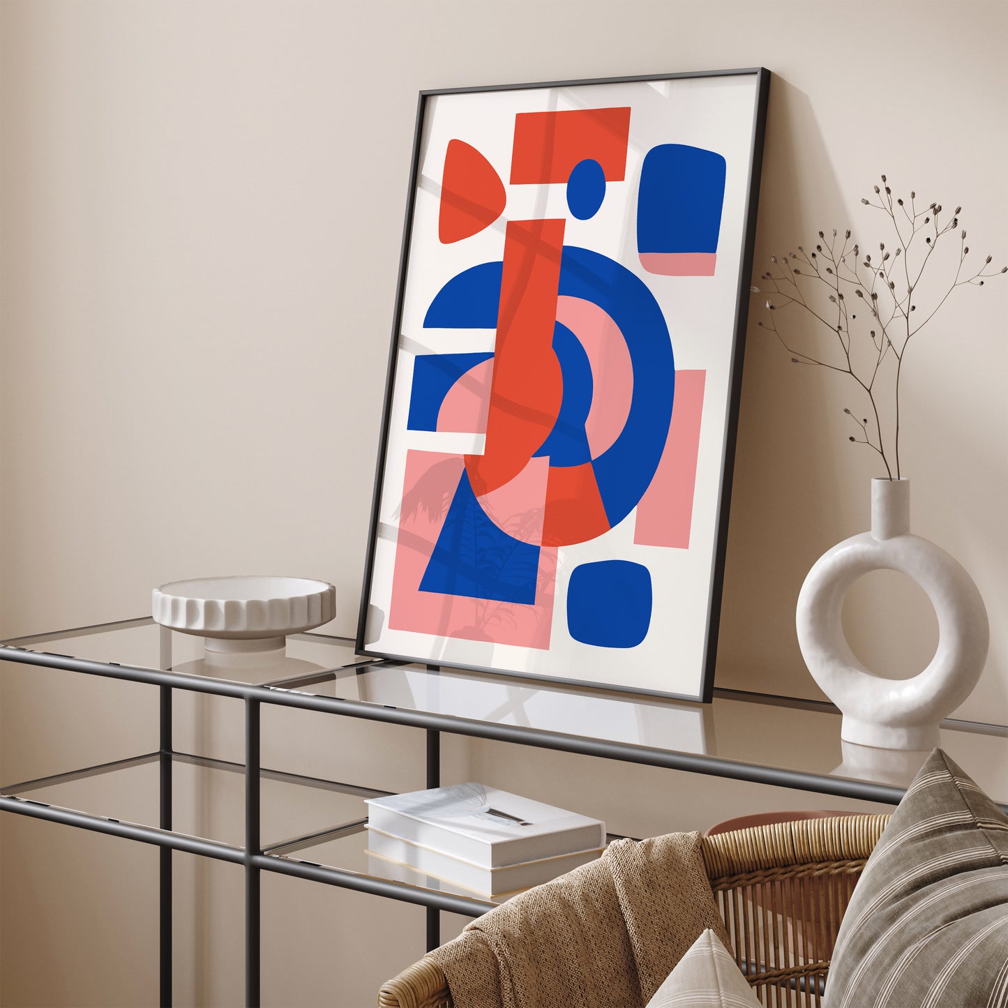 Geometric Modern Blue Pink Art Print