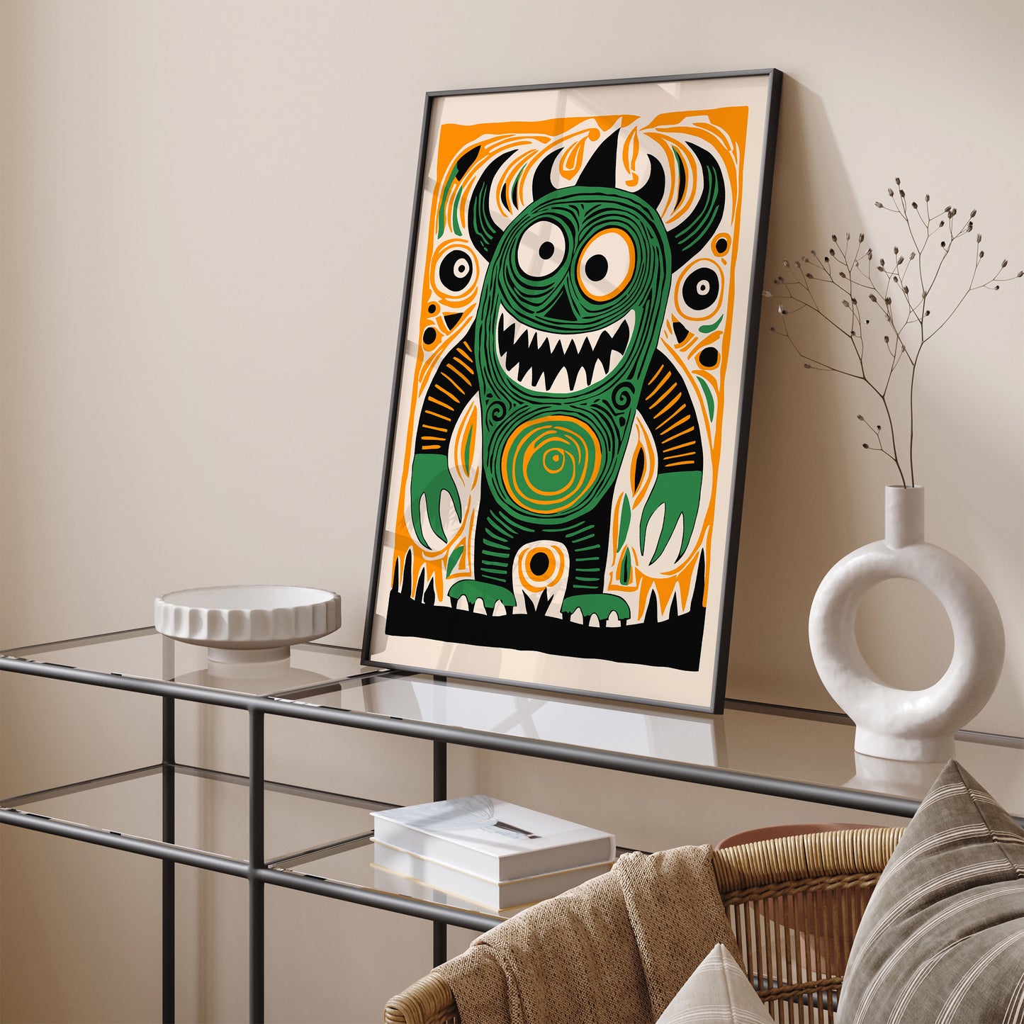 Crazy Green Monster Halloween Vibes Art Print