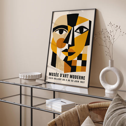 Mid-Century Modern Cubism Art Print – 1957 Exhibition Poster