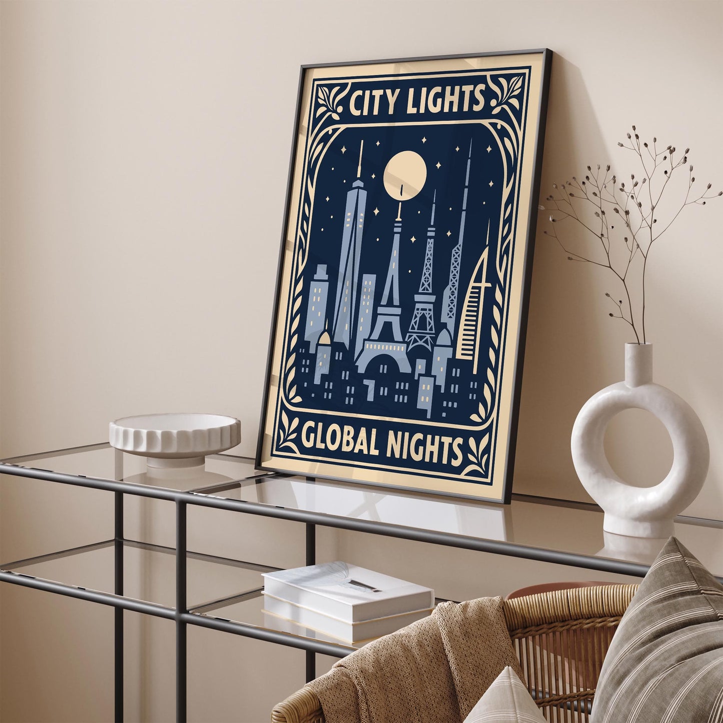 City Lights Global Nights Poster - Travel Wall Art