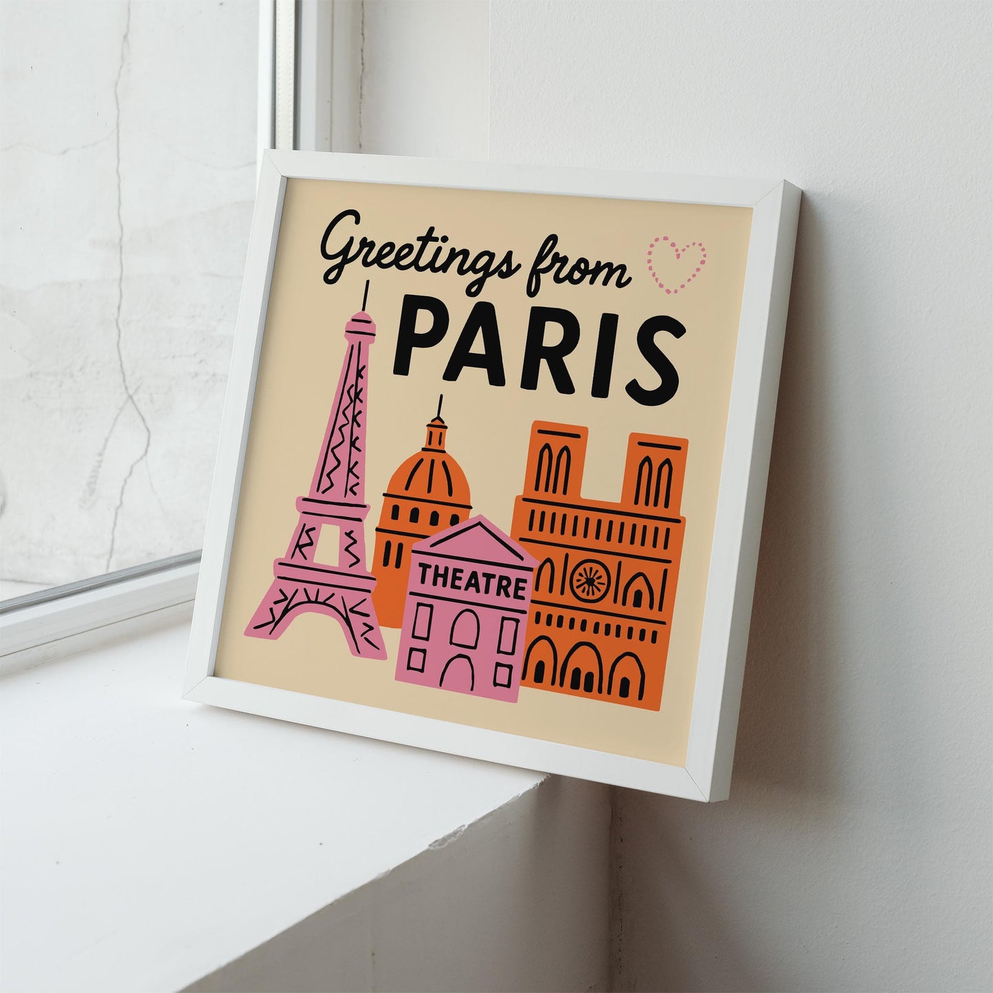 Greetings from Paris Square Art Print