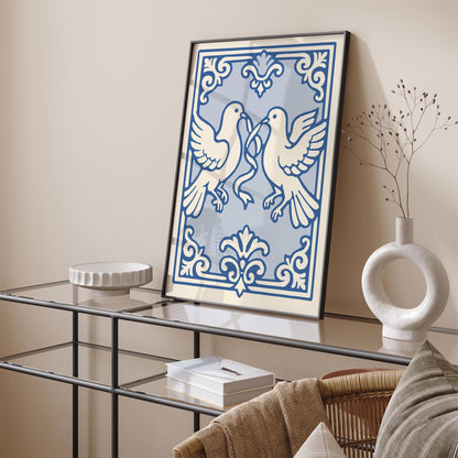 Rococo Love Doves Poster Print