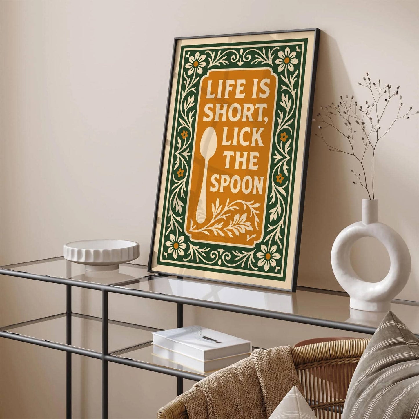 Life is Short, Lick the Spoon Poster, Rococo Revival Wall Art